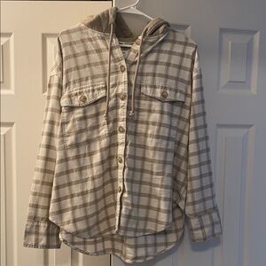 American Eagle Outfitters Checkered Hoodie - beige and cream